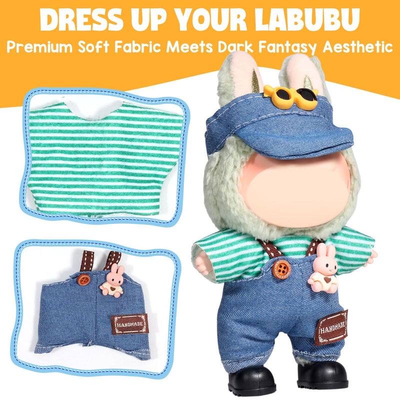 AICase for Labubu Clothes/for Labubu Outfits,Clothes Set for 17cm Lububu Doll,3 Piece Set Hat Clothing for LA BUBU, Boys and Girls Stylish Adorable Dolls Clothes Accessories (No Doll)_05 - Image 3